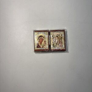 Vintage Greek Orthodox Christian Travel Diptych religious icon